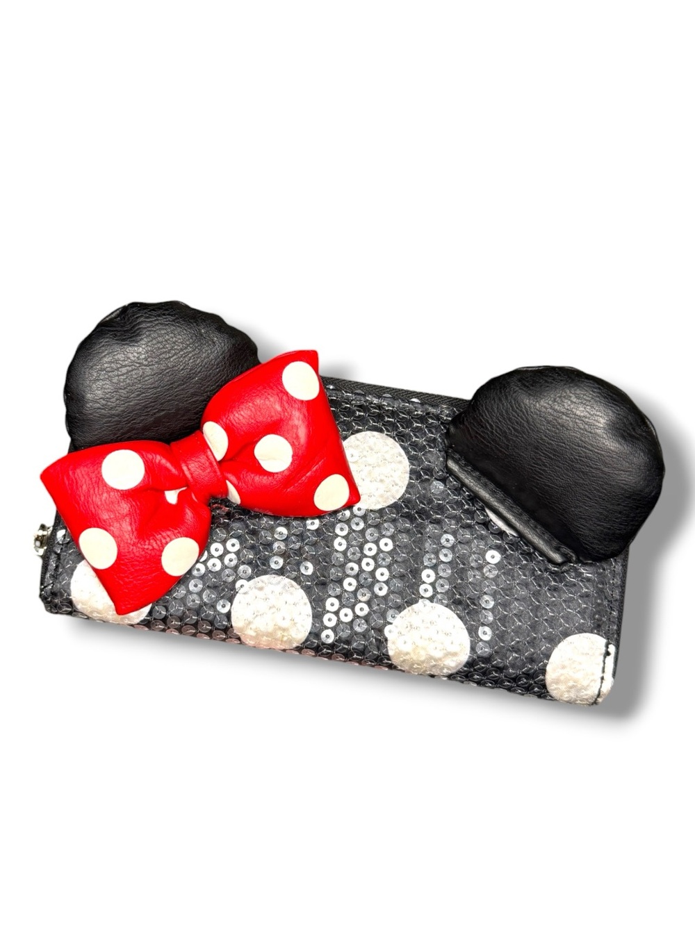 Disney Parks Loungefly Minnie Mouse Sequined Dot Mini Wallet Sequins